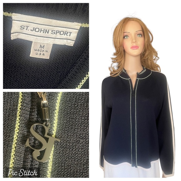 St. John sport black/green jacket size M - Picture 1 of 11